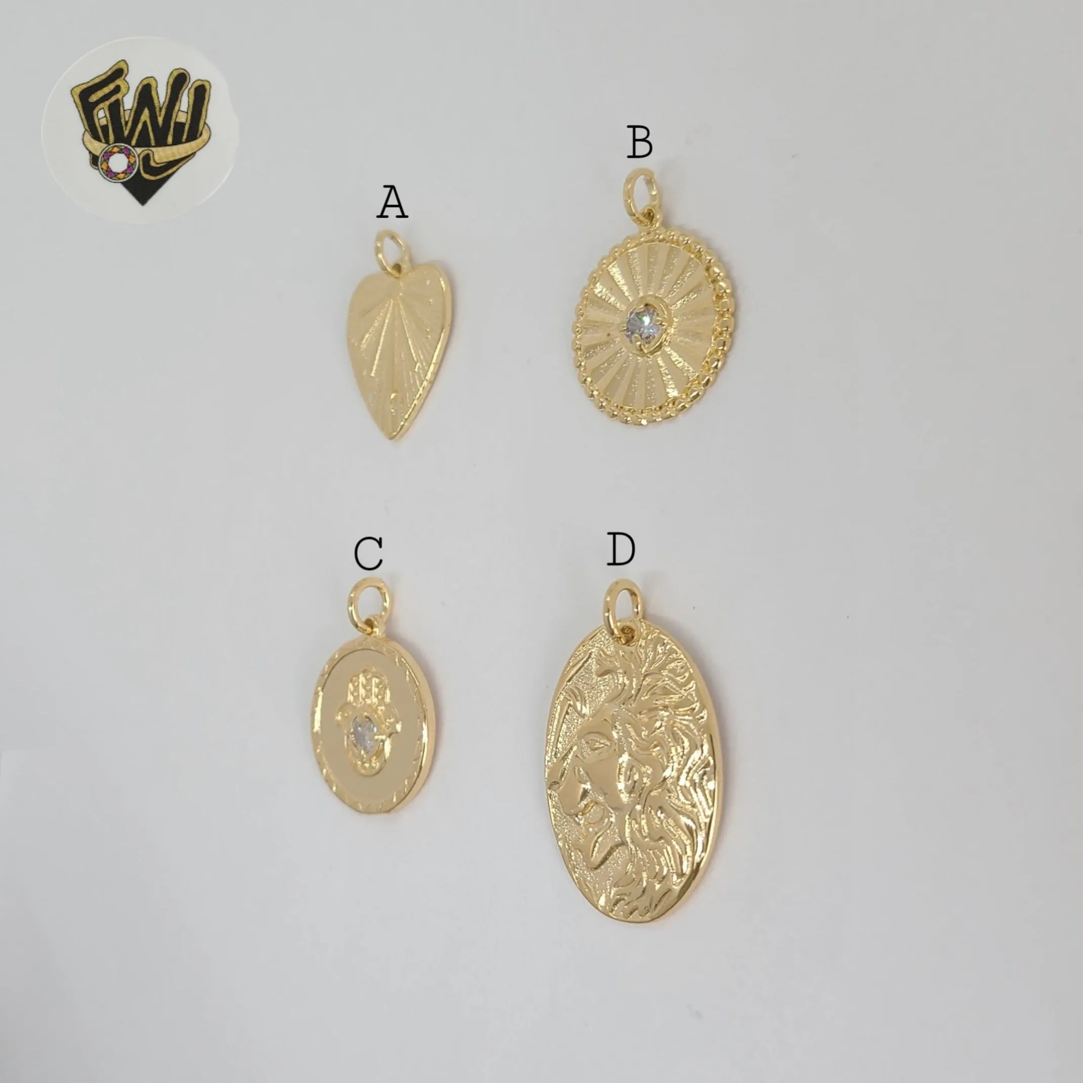 (1-2438) Gold Laminate - Chunky Medal Pendants - BGF