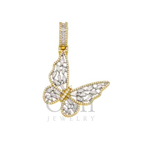 10K GOLD BAGUETTE AND ROUND DIAMOND BUTTERFLY PENDANT 1.61 CT