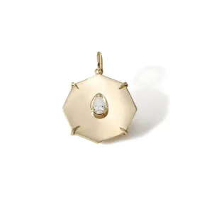 10K Gold Mini Seek Octagon Pendant with Pear-Shaped Diamond