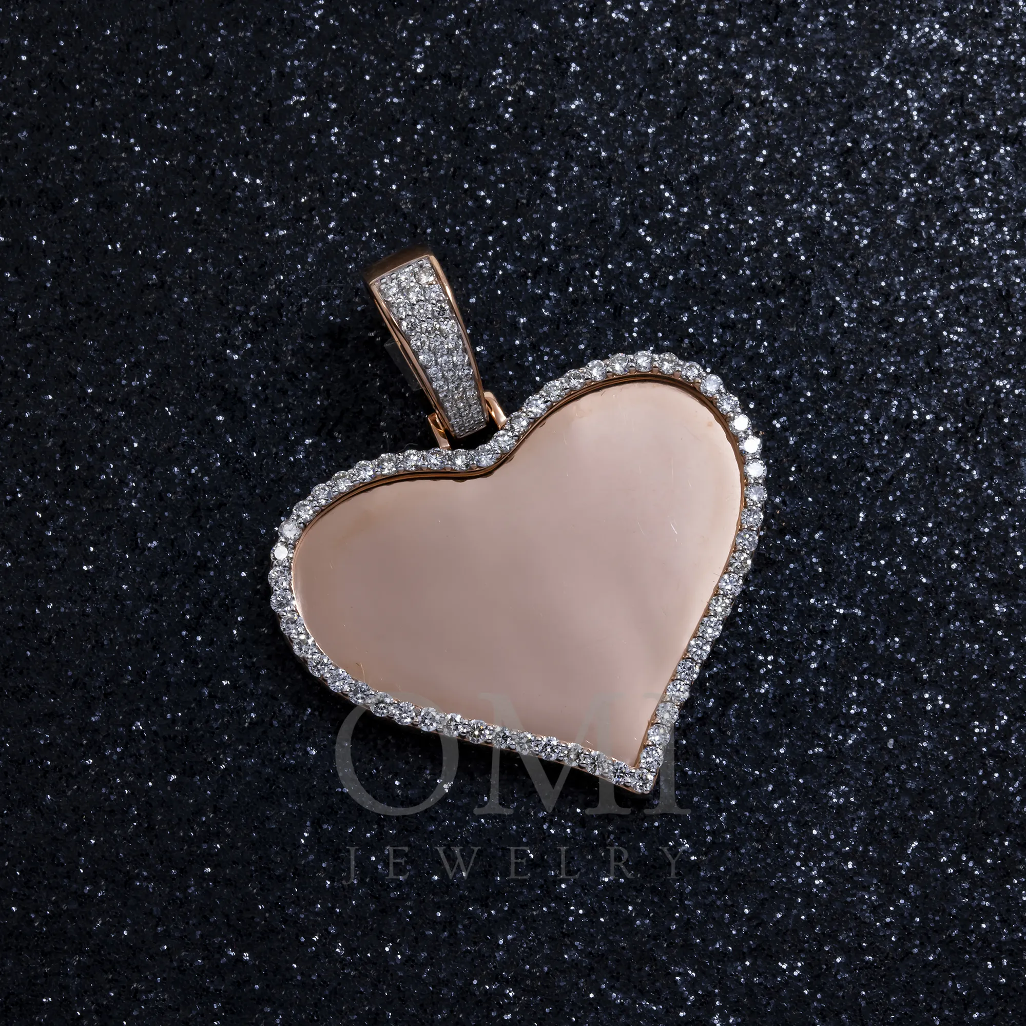 10K GOLD ROUND DIAMOND HEART PICTURE PENDANT 1.35 CT