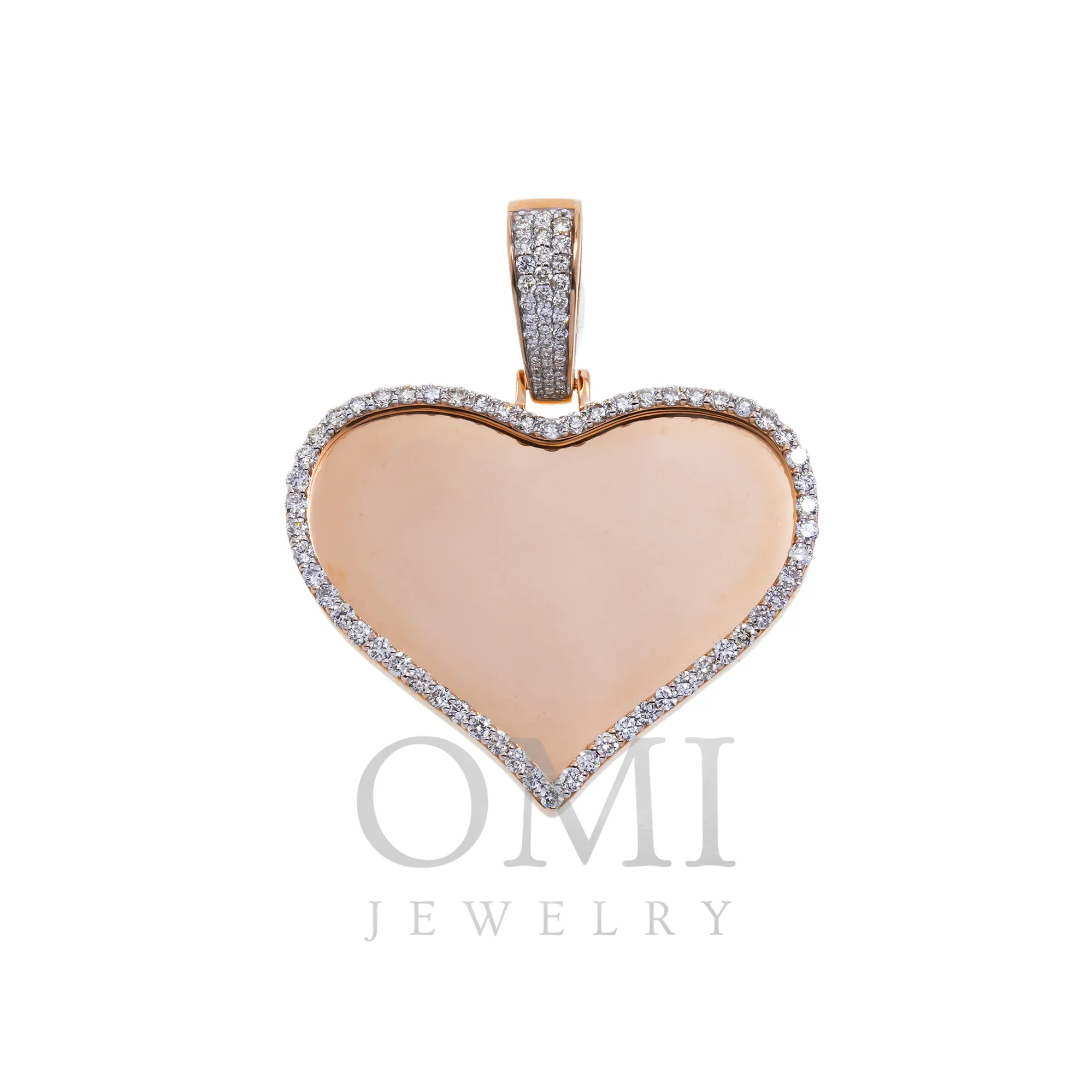 10K GOLD ROUND DIAMOND HEART PICTURE PENDANT 1.35 CT