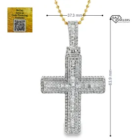 10K White Gold 4.85 CTW Diamond Cross Charm