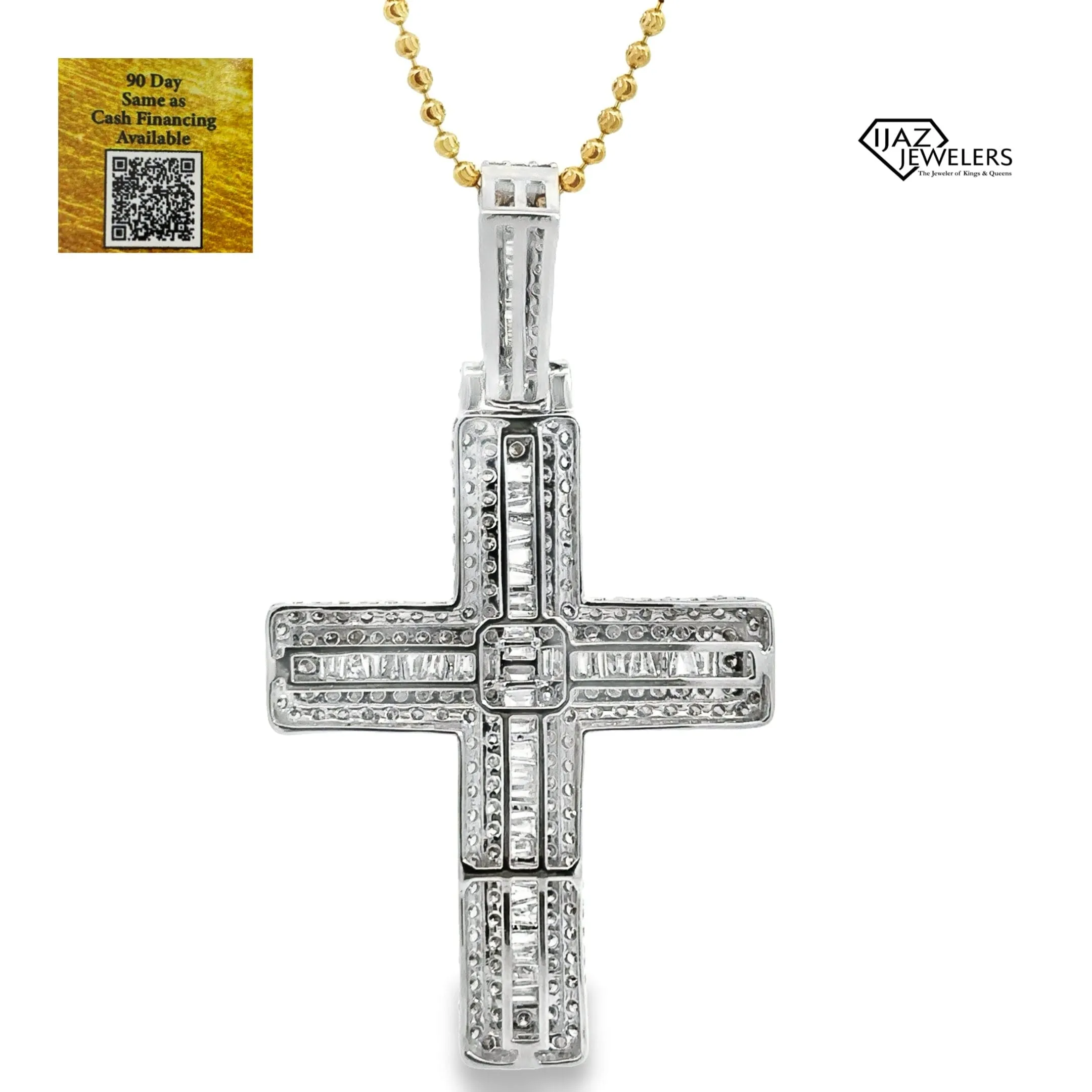 10K White Gold 4.85 CTW Diamond Cross Charm