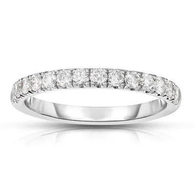 1/2 Way Split Prong Diamond Band in White Gold