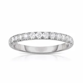 1/2 Way Split Prong Diamond Band in White Gold