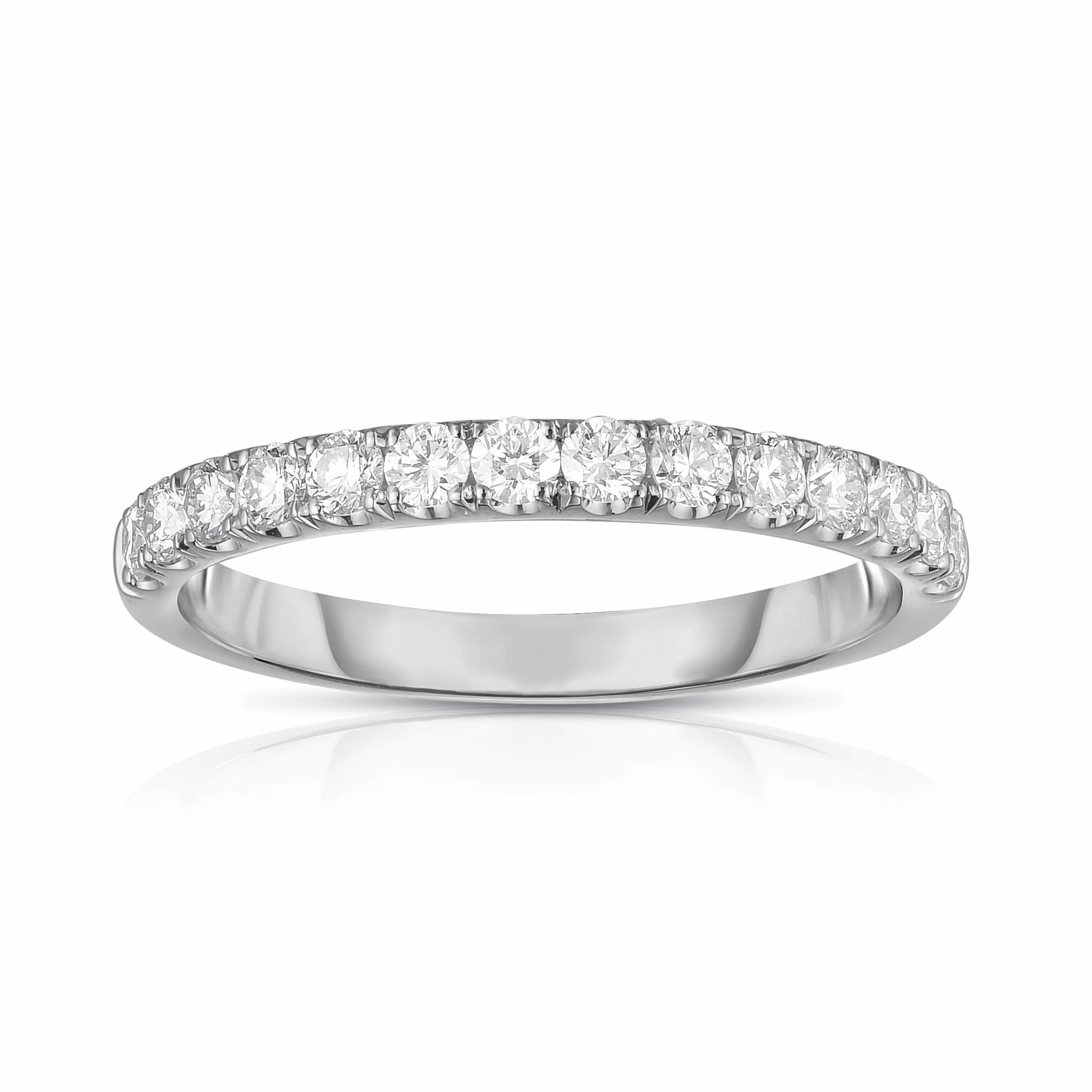 1/2 Way Split Prong Diamond Band in White Gold