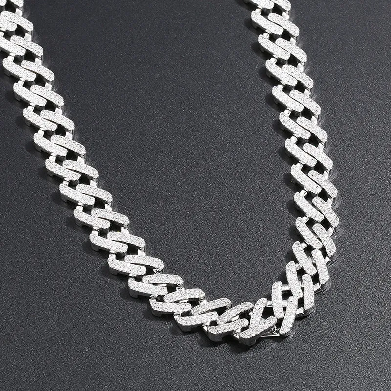 12mm Diamond-Shape Iced Out Cuban Chain