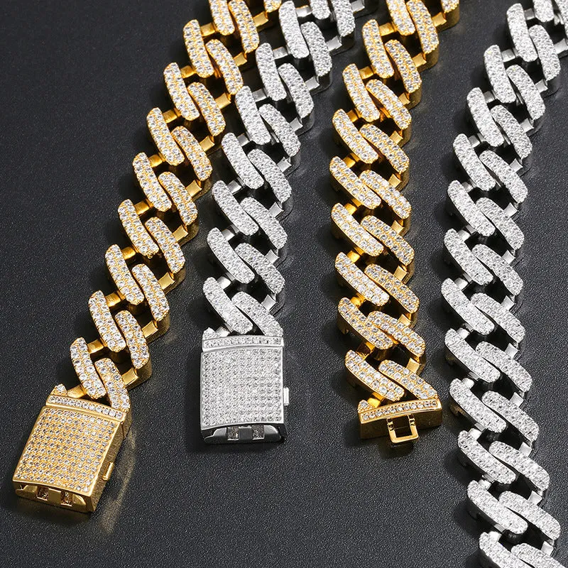 12mm Diamond-Shape Iced Out Cuban Chain