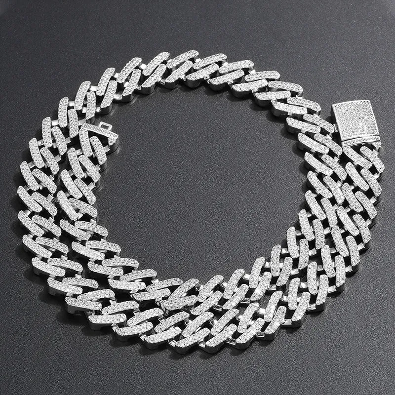 12mm Diamond-Shape Iced Out Cuban Chain