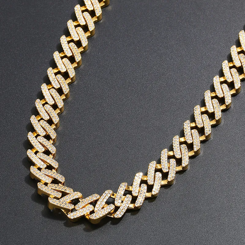 12mm Diamond-Shape Iced Out Cuban Chain