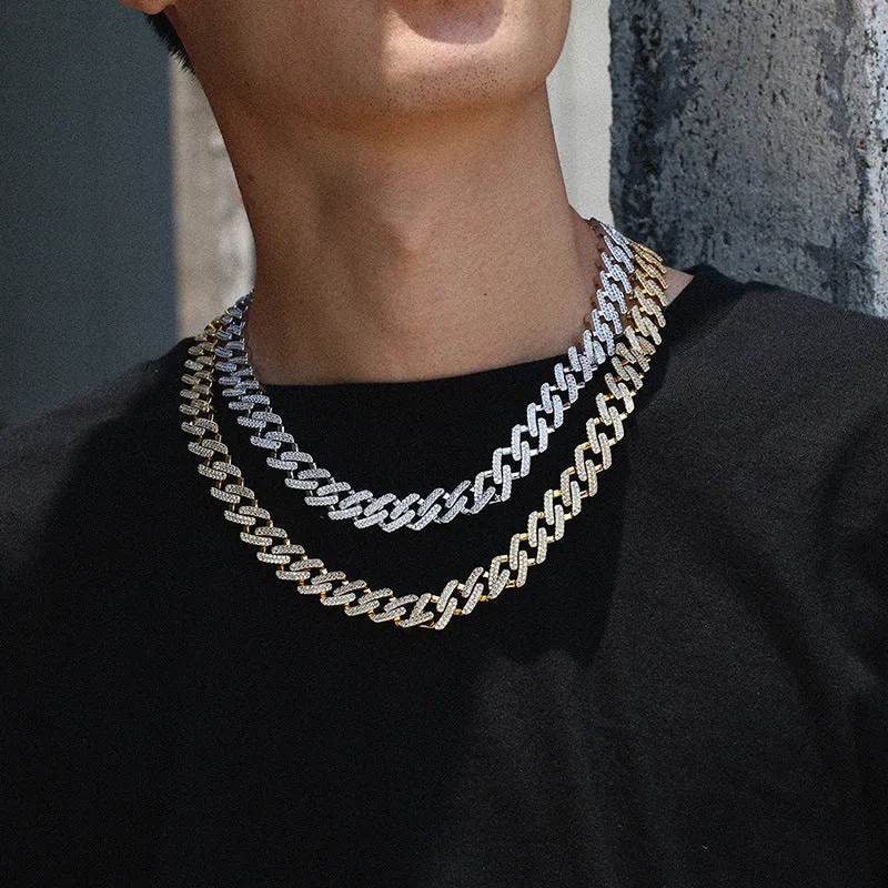 12mm Diamond-Shape Iced Out Cuban Chain