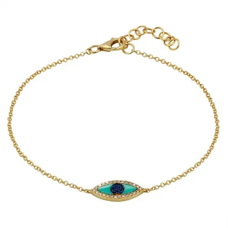 14K Diamond Gemstone Eye Bracelet