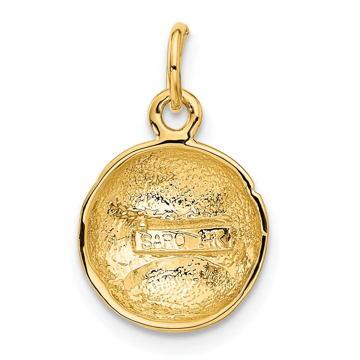 14k Yellow Gold Concave Baseball Charm Pendant