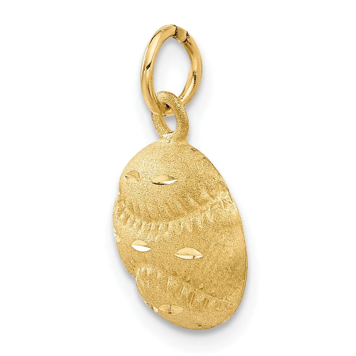 14k Yellow Gold Concave Baseball Charm Pendant