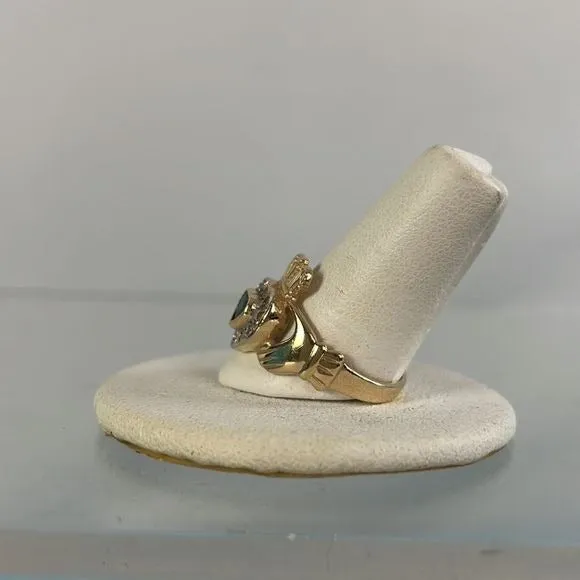 14kt Gold Claddagh Ring with Diamond and Emerald Accents