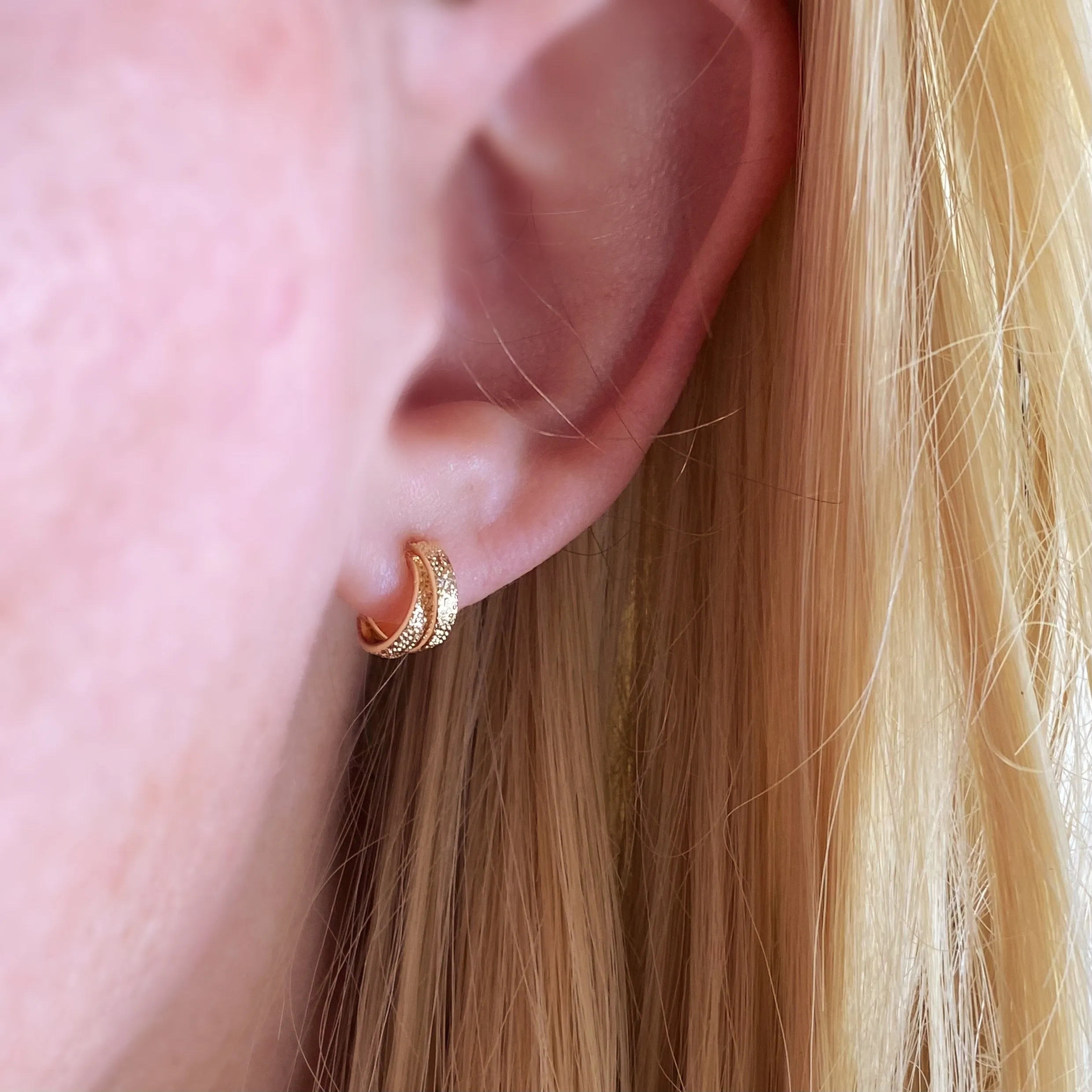 18k Gold Filled 10mm Mini Double Wire C-Hoop Earrings