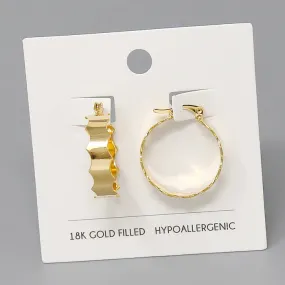 18K Gold Filled Textured Hoop Earrings