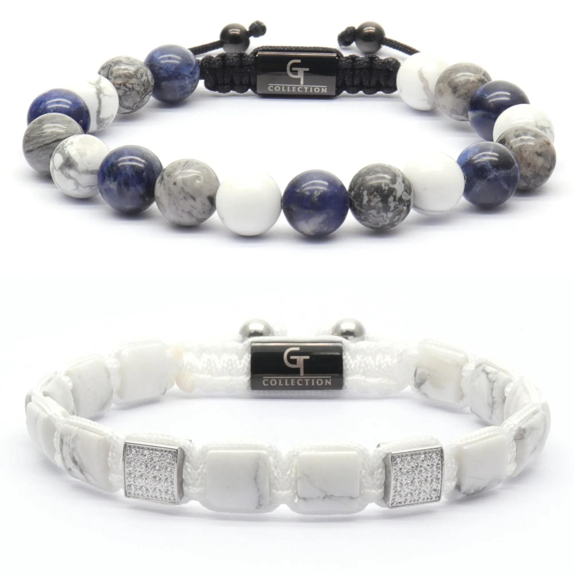 2 PIECE SET - SODALITE Single Bead & Flatbead Bracelet