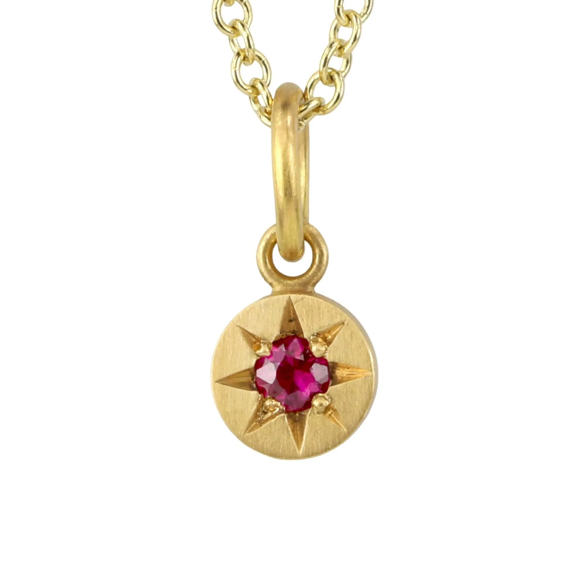 20K Gold Star-Set Ruby Tablet Pendant