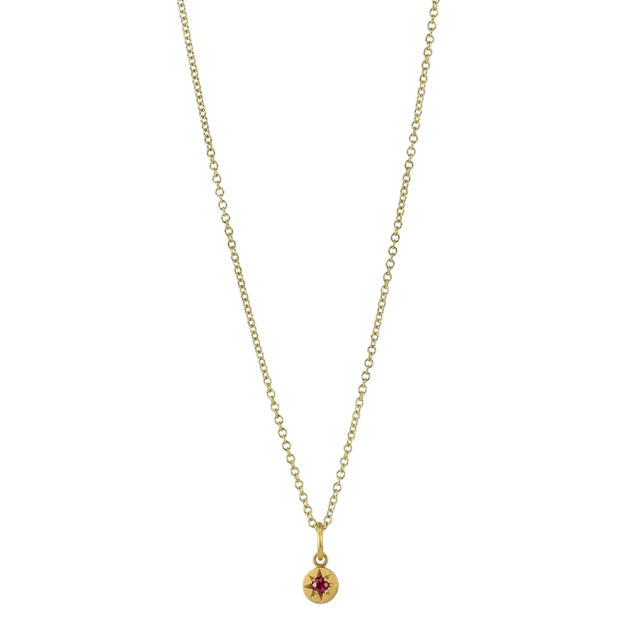 20K Gold Star-Set Ruby Tablet Pendant