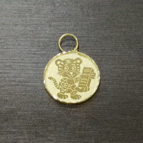 22k / 916 Gold Tiger Coin holding gold bar pendant