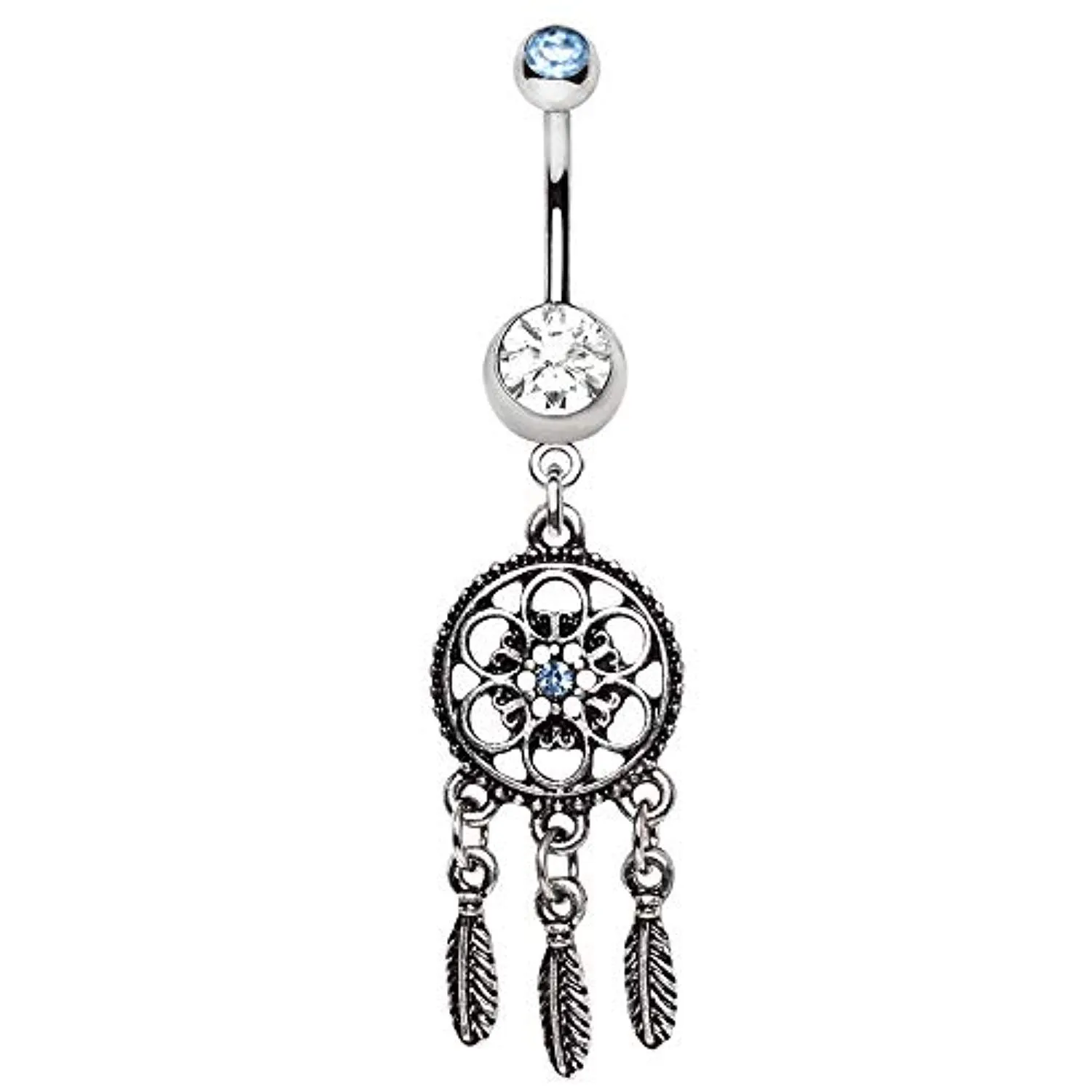 316L Stainless Steel Ornate Dream Catcher WildKlass Dangle Navel Ring