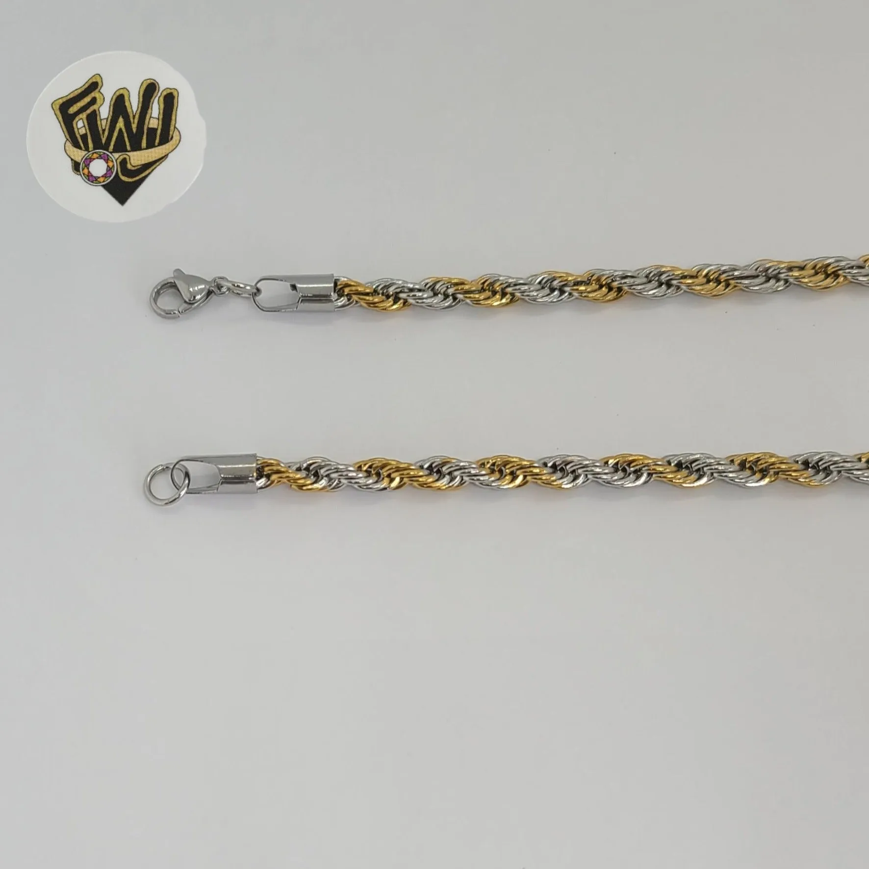 (4-3160) Stainless Steel - 5mm Two Tones Rope Chain.