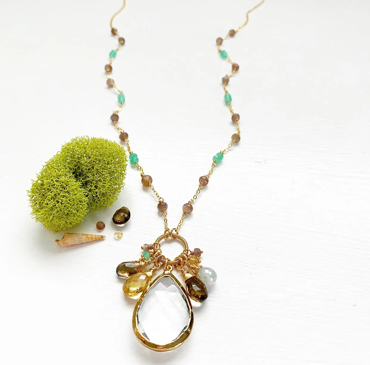 768-One of a Kind Gemstone Drop Necklace