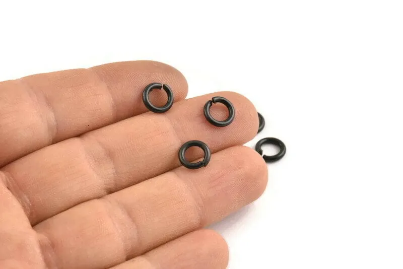 8mm Jump Ring - 50 Oxidized Black Brass Jump Rings (8x1.5mm) D0436 S831