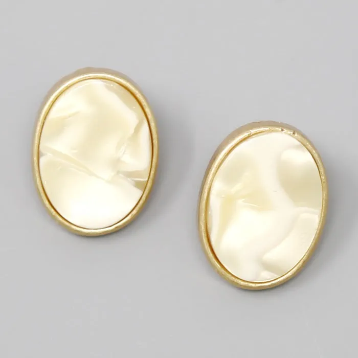 Acetate Oval Shape Stud Earrings