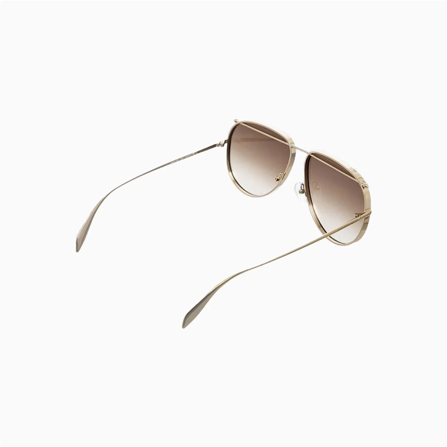 Alexander Mcqueen Brown Gold Metal Sunglasses