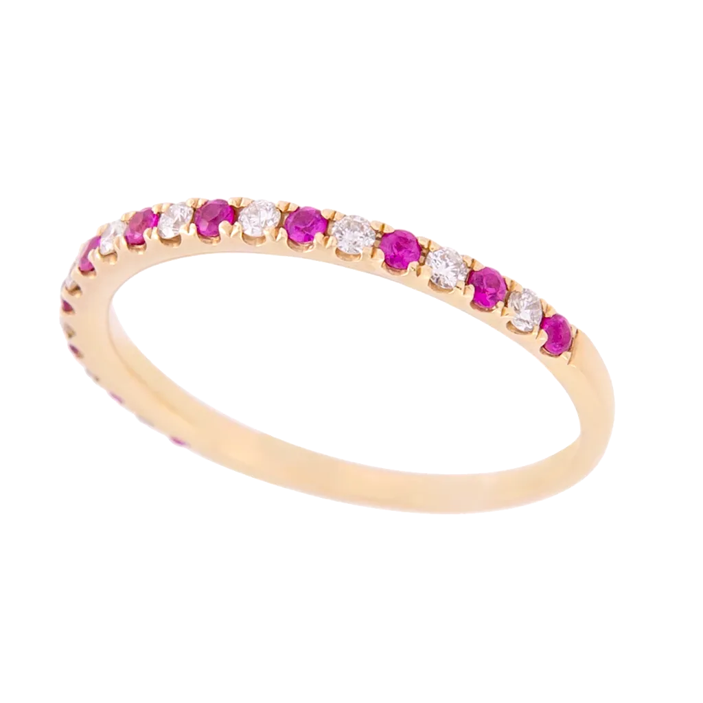 Alternating Ruby and Diamond Dainty Band