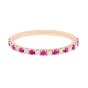 Alternating Ruby and Diamond Dainty Band