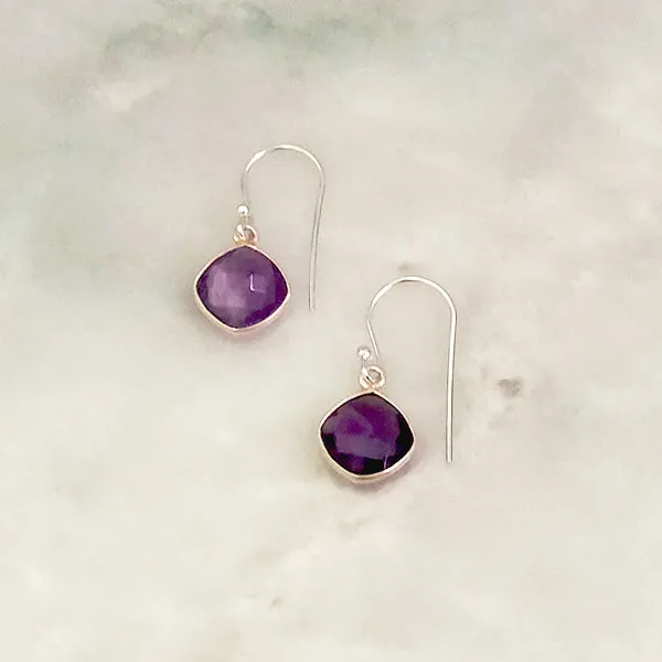 Amethyst Single Drop Hook Earrings