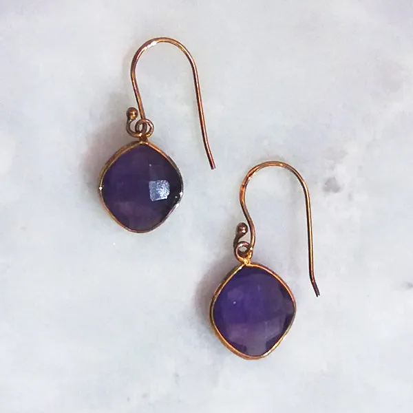 Amethyst Single Drop Hook Earrings