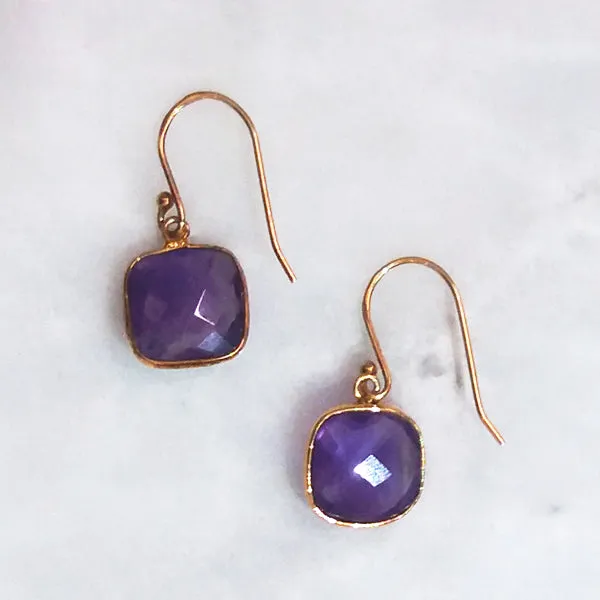 Amethyst Single Drop Hook Earrings