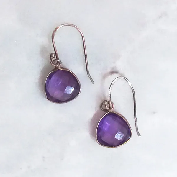 Amethyst Single Drop Hook Earrings