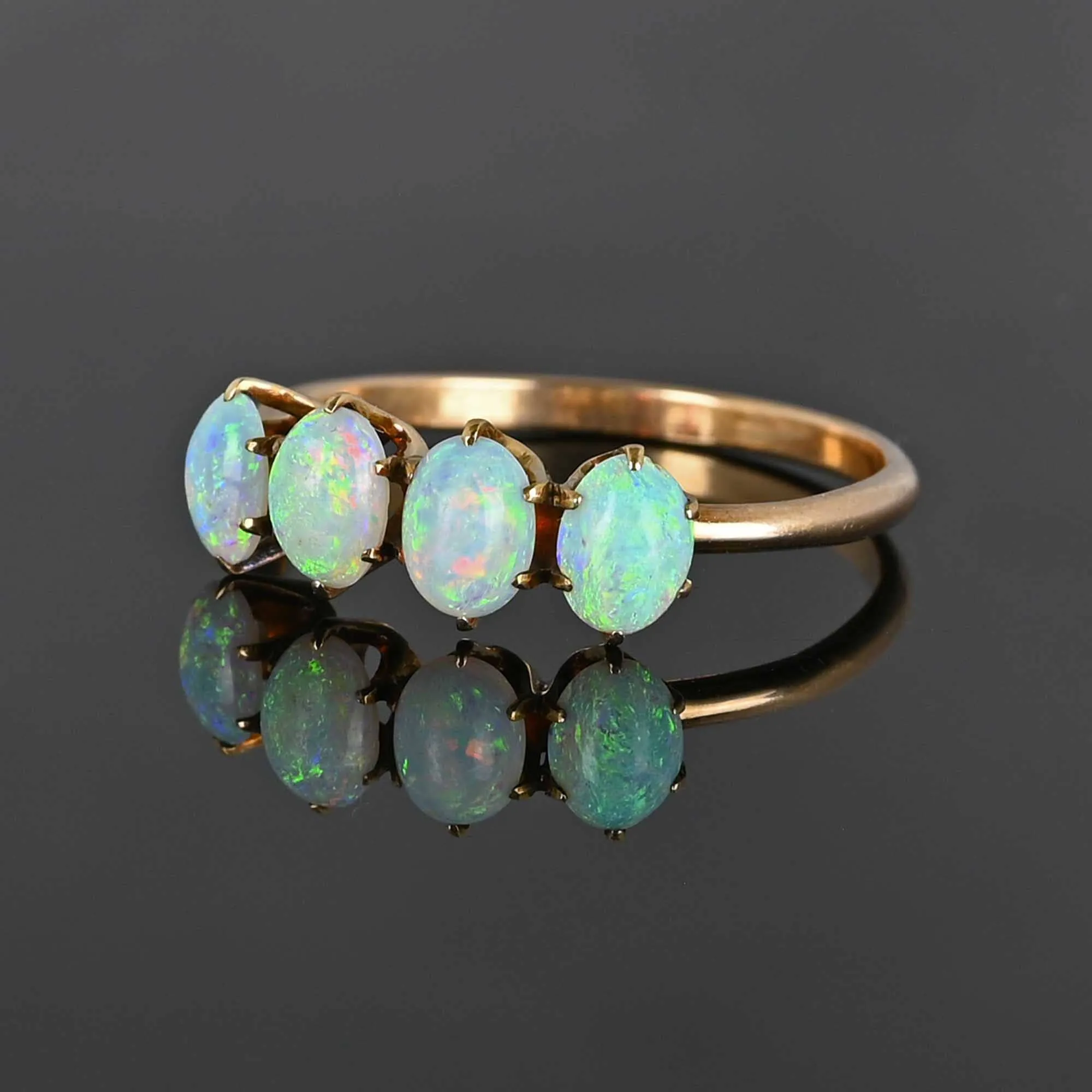 Antique Edwardian Cabochon Opal Ring in 12K Gold