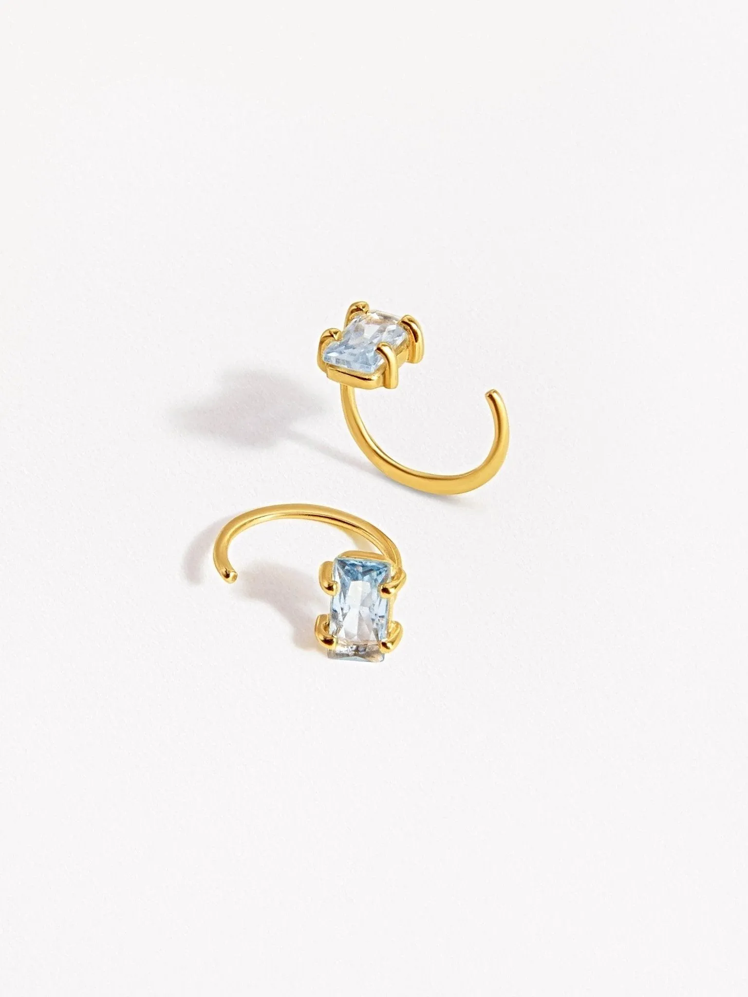 Aquamarine Huggie Hoop Earrings