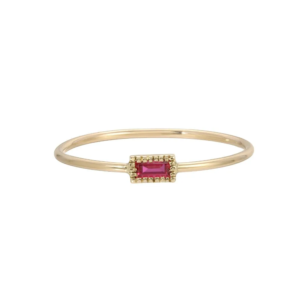 Baguette Ruby Moon Drop Ring