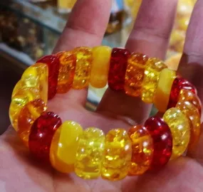 Baltic Colored Flower Amber Bracelet