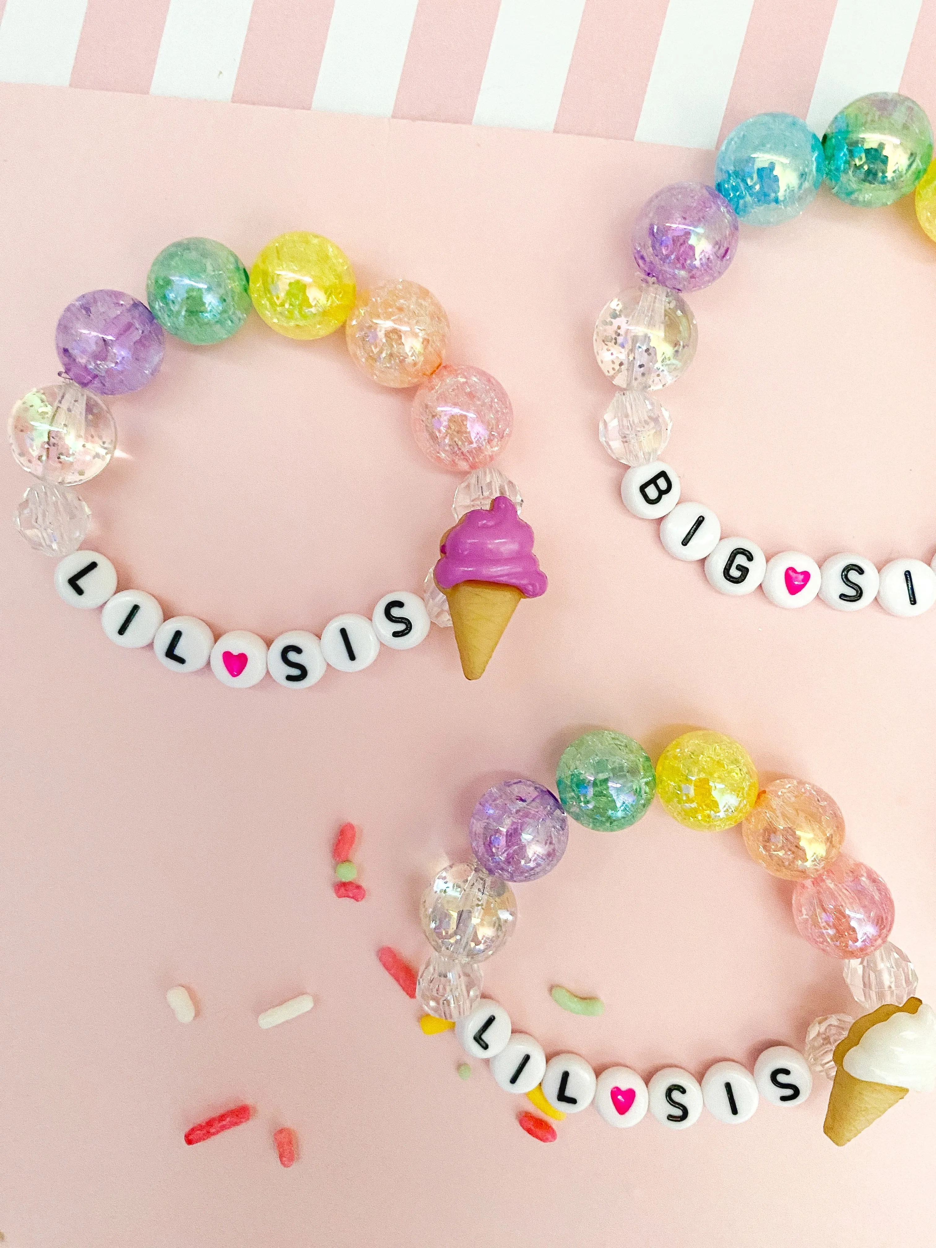 Big Sis OR Lil Sis Ice Cream Charm Bracelet