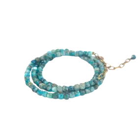 Blue Apatite Cube Convertible Bracelet-Necklace