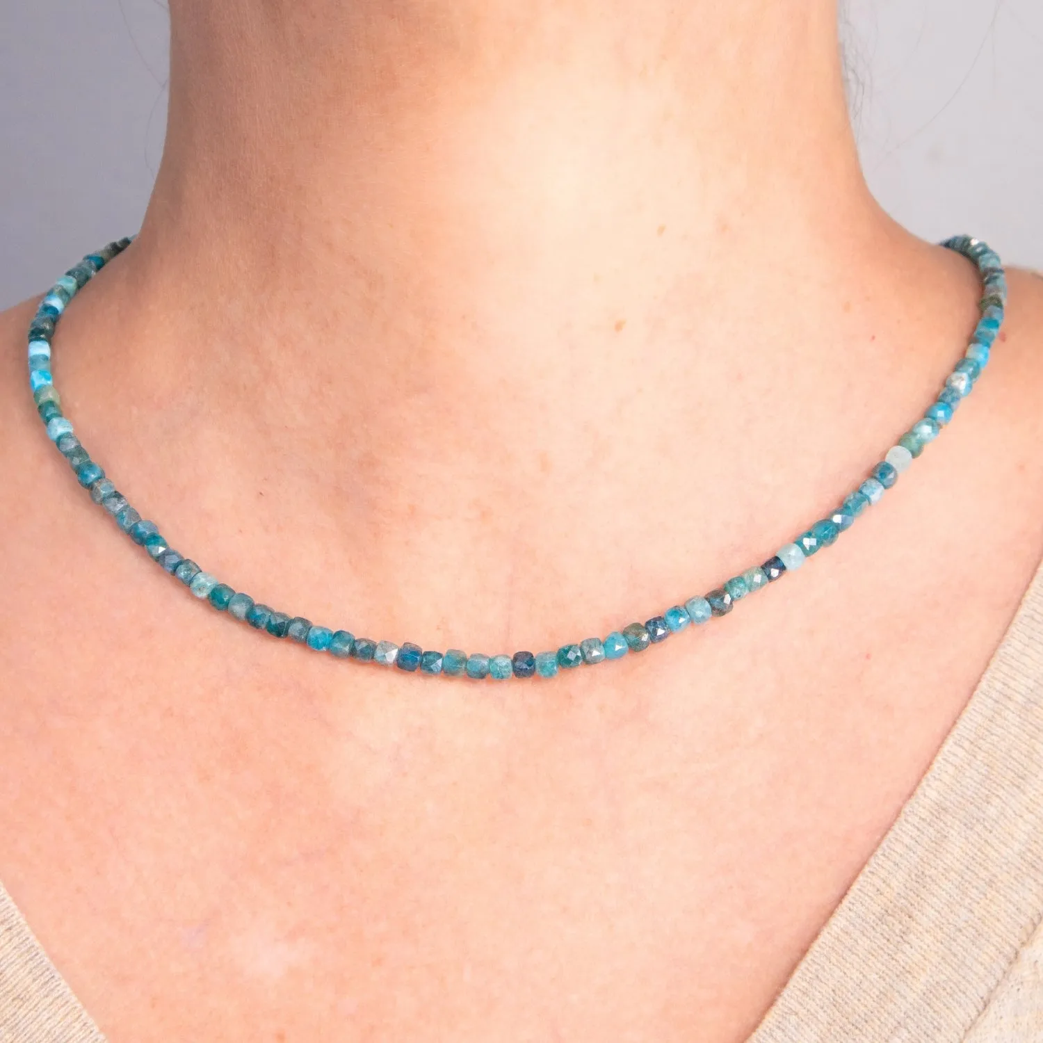 Blue Apatite Cube Convertible Bracelet-Necklace