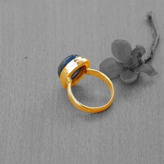 Blue Fire Labradorite gold ring, 14k yellow gold Labradorite ring