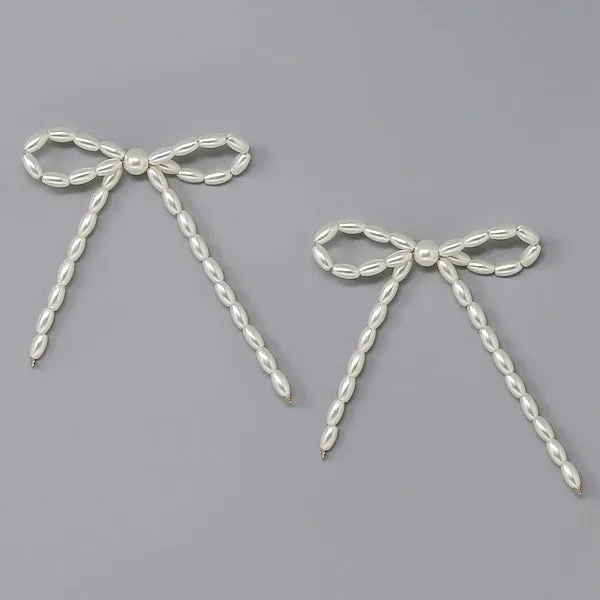 Bow Pearl Beaded Drop Earrings