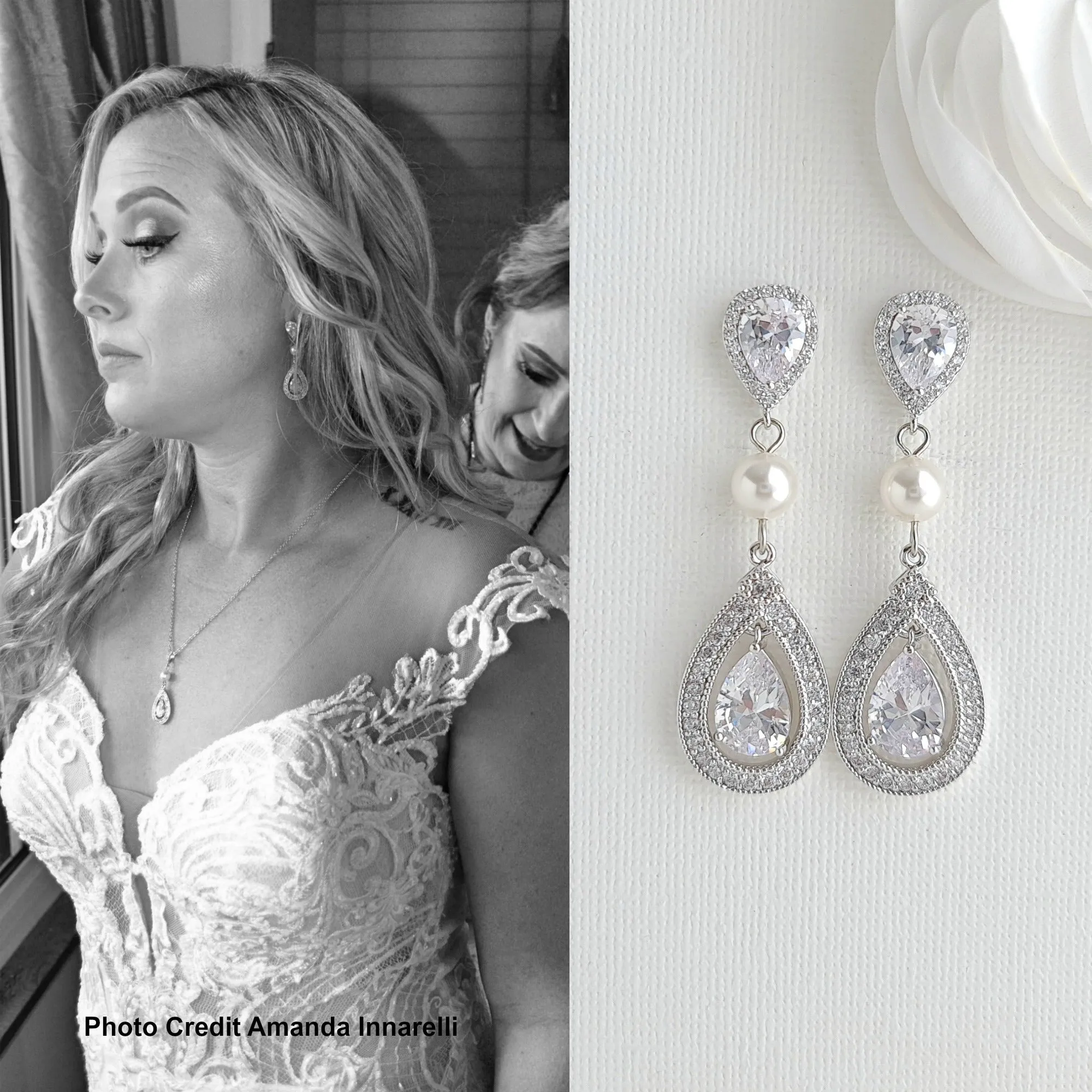 Bridal Necklace and Earring Set-Sarah