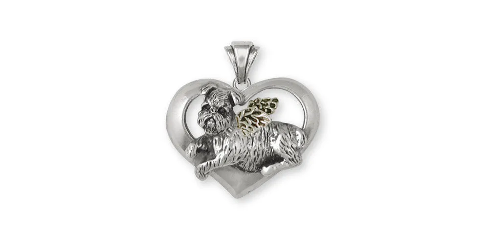 Brussels Griffon Angel Pendant Jewelry Sterling Silver Handmade Dog Pendant GR37-AP