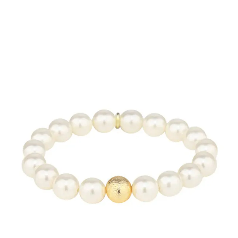 BUDHAGIRL | Mala Beaded Bracelet - White Pearl