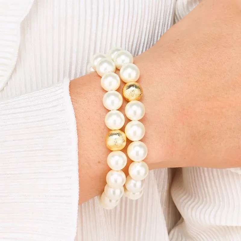 BUDHAGIRL | Mala Beaded Bracelet - White Pearl